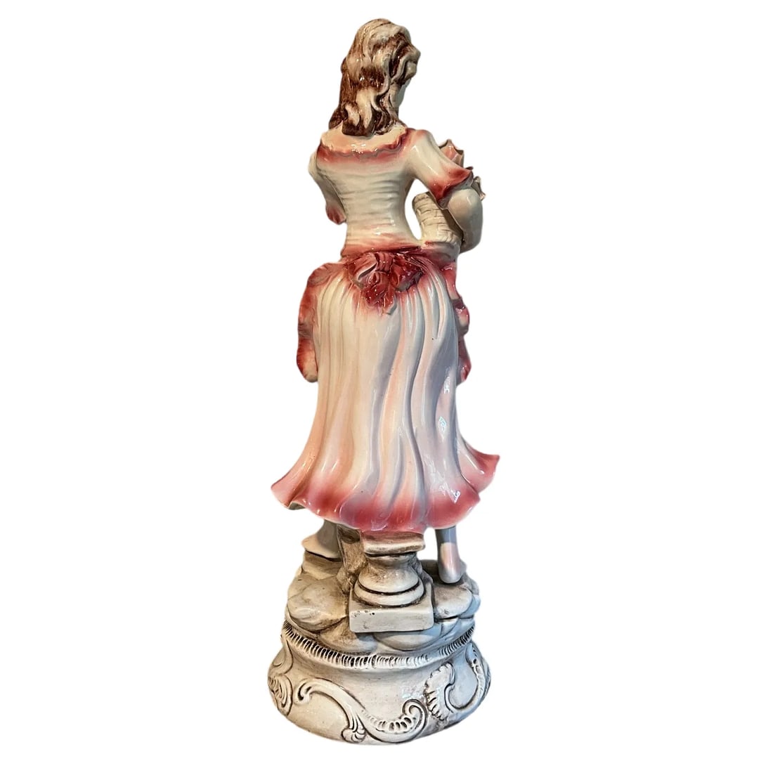 Large Italian Capodimonte Statues Figurines - Peasant Boy & Girl With Roses - 25" - 7