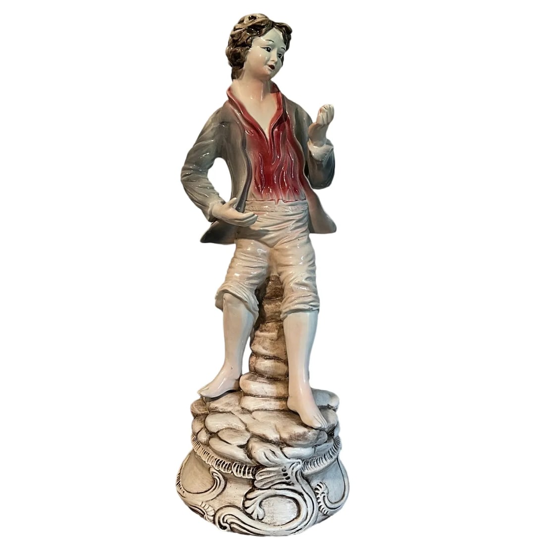 Large Italian Capodimonte Statues Figurines - Peasant Boy & Girl With Roses - 25" - 9