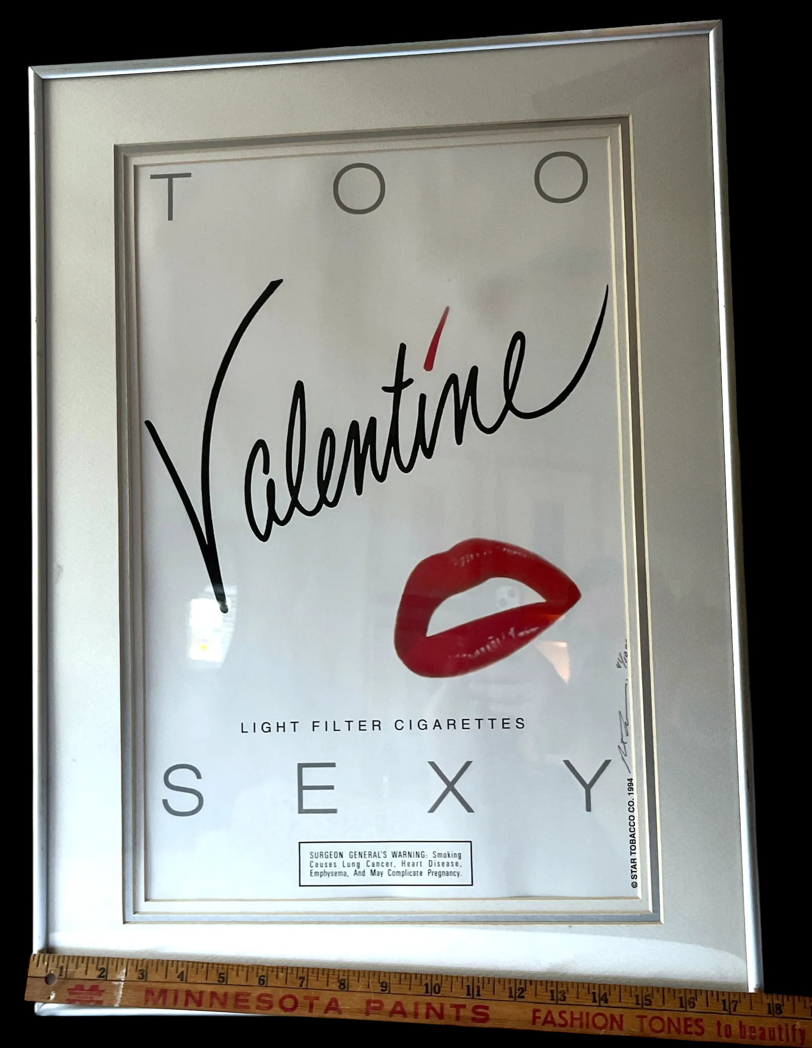 Framed Post Modern Memphis Group Style "Too Sexy" Valentine Cigarettes Limited Edition Art – - 4
