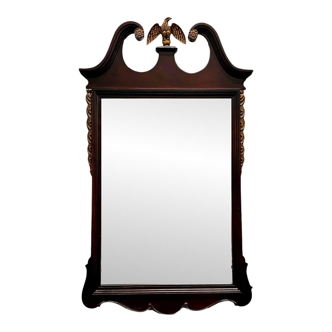 Mid-20th Century Chippendale Style Mahogany Gilt Scroll Ear Eagle Wall Mirror (1 of 5)