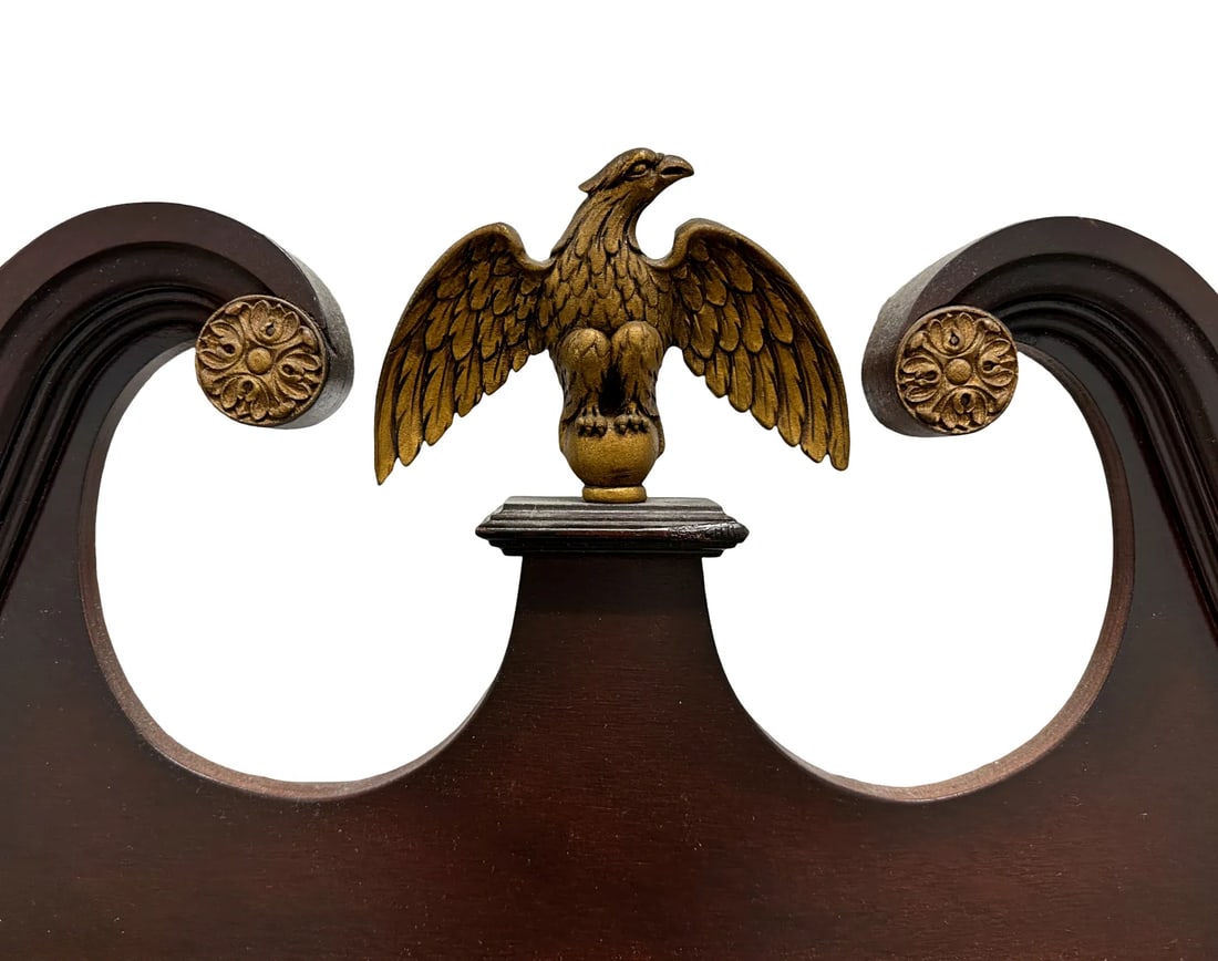 Mid-20th Century Chippendale Style Mahogany Gilt Scroll Ear Eagle Wall Mirror - 2