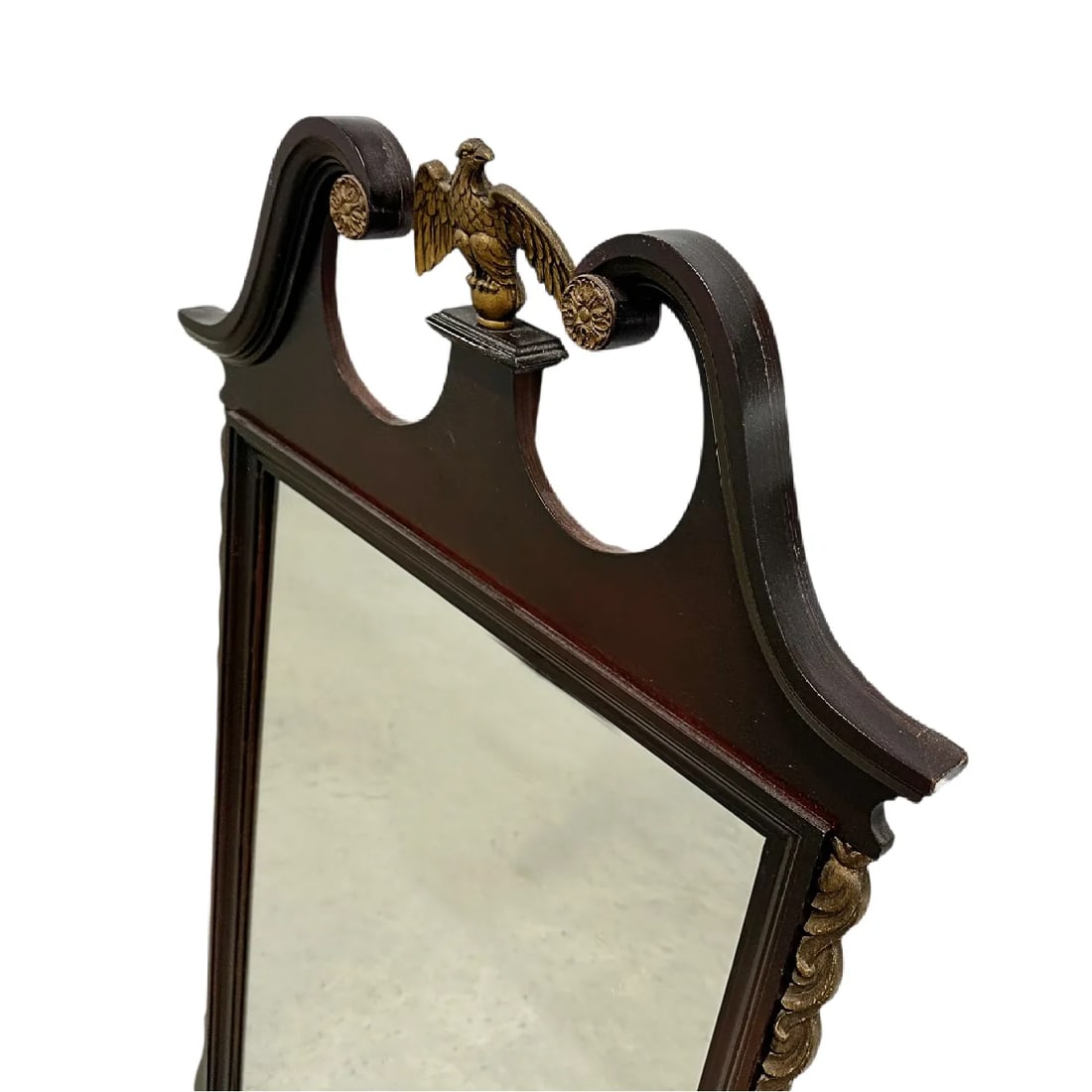 Mid-20th Century Chippendale Style Mahogany Gilt Scroll Ear Eagle Wall Mirror - 5