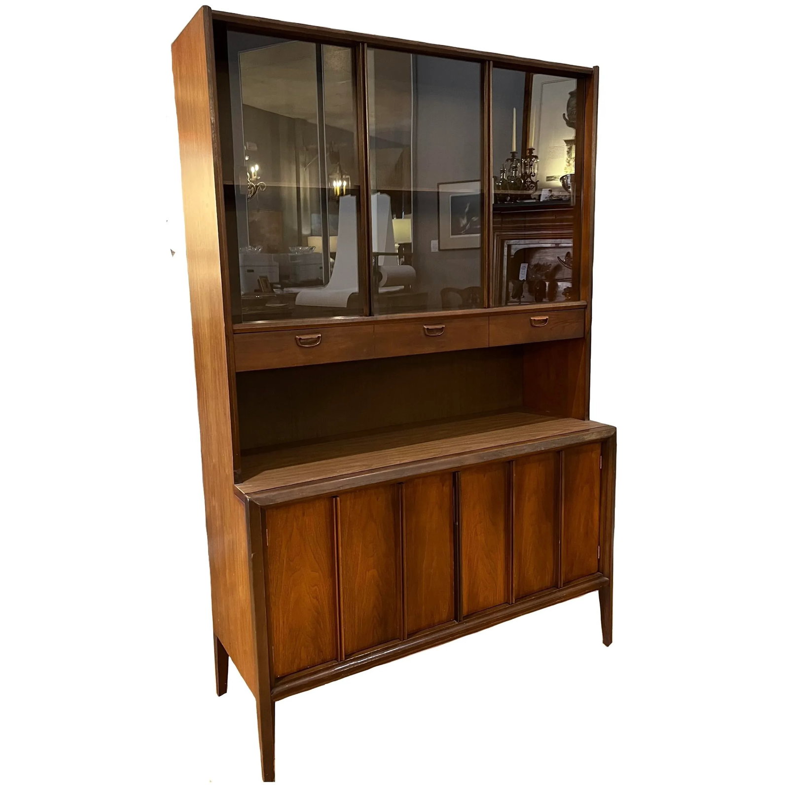 MCM Walnut Dining Cabinet Hutch by Keller Furniture Circa 1969 - 2