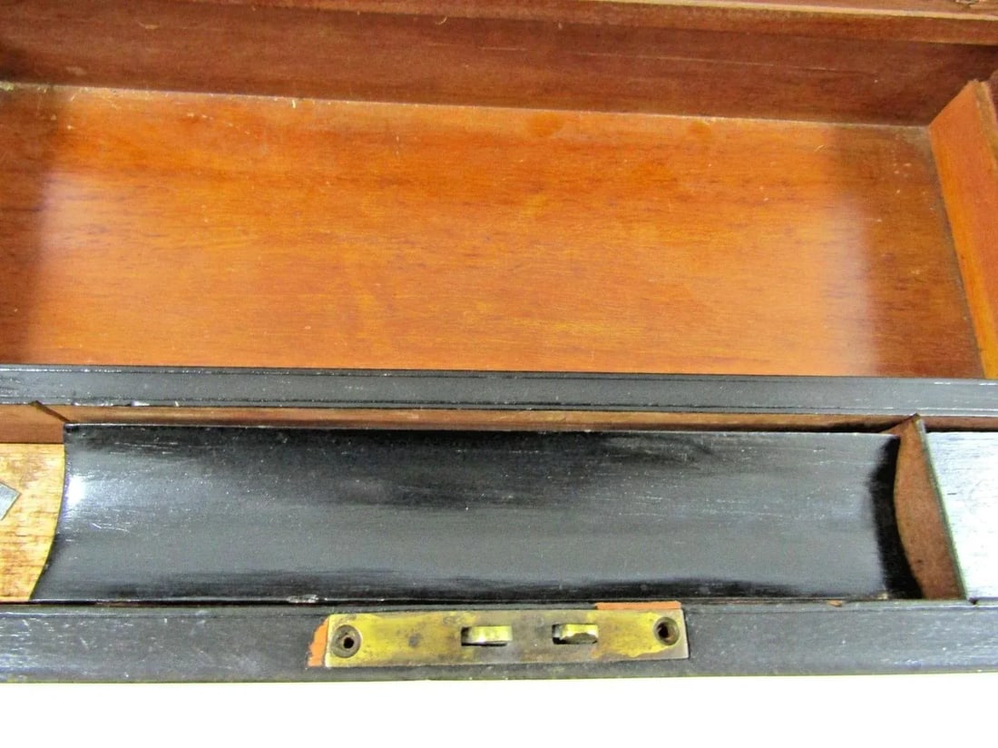 Victorian Burr Walnut Parquetry Inlaid Writing Slope Portable Desk Turnbridge - 11