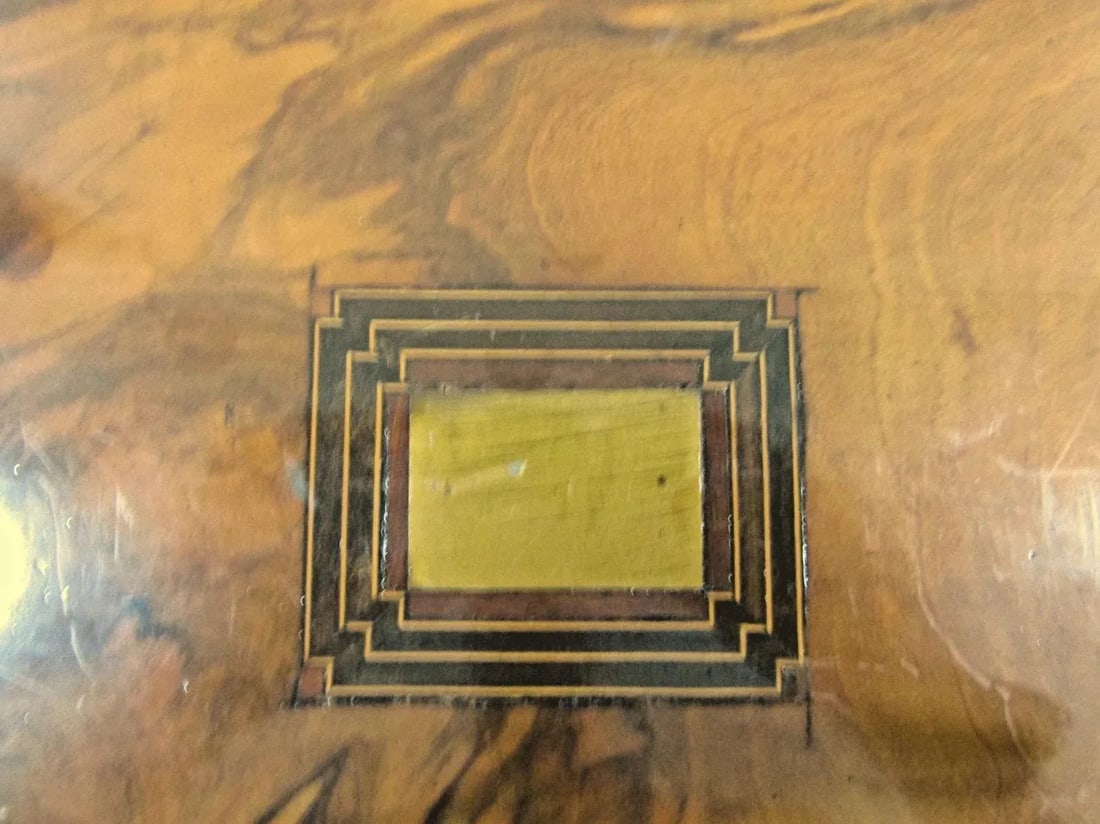 Victorian Burr Walnut Parquetry Inlaid Writing Slope Portable Desk Turnbridge - 13