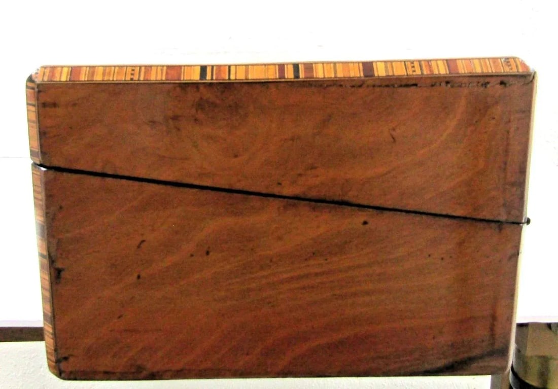 Victorian Burr Walnut Parquetry Inlaid Writing Slope Portable Desk Turnbridge - 16