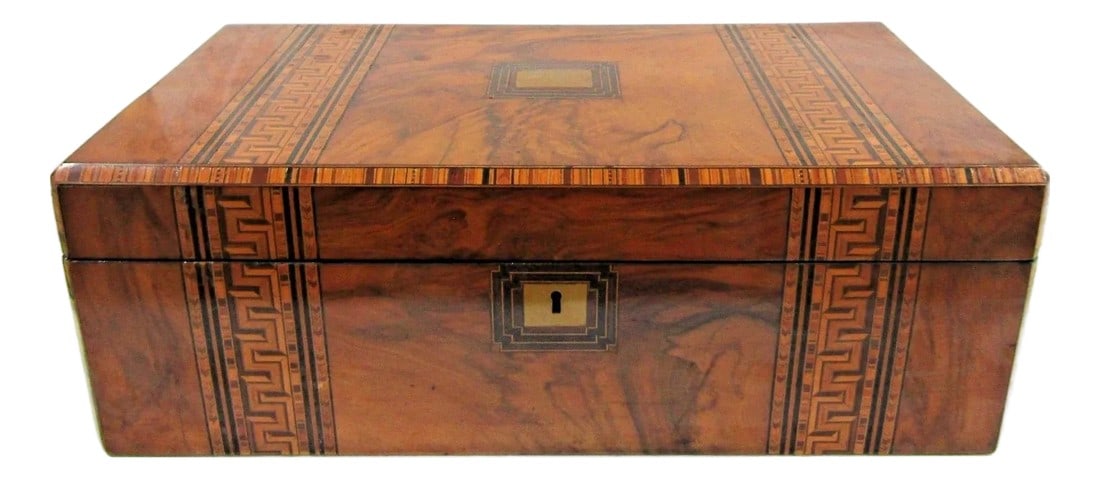 Victorian Burr Walnut Parquetry Inlaid Writing Slope Portable Desk Turnbridge (1 of 17)