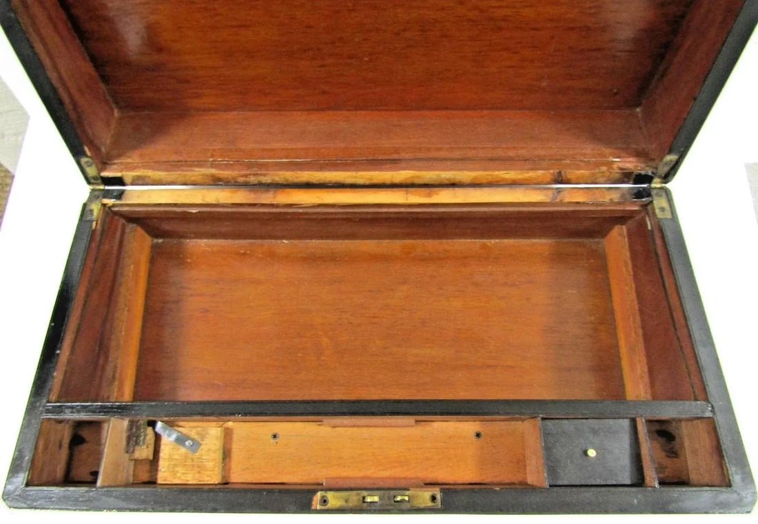 Victorian Burr Walnut Parquetry Inlaid Writing Slope Portable Desk Turnbridge - 5