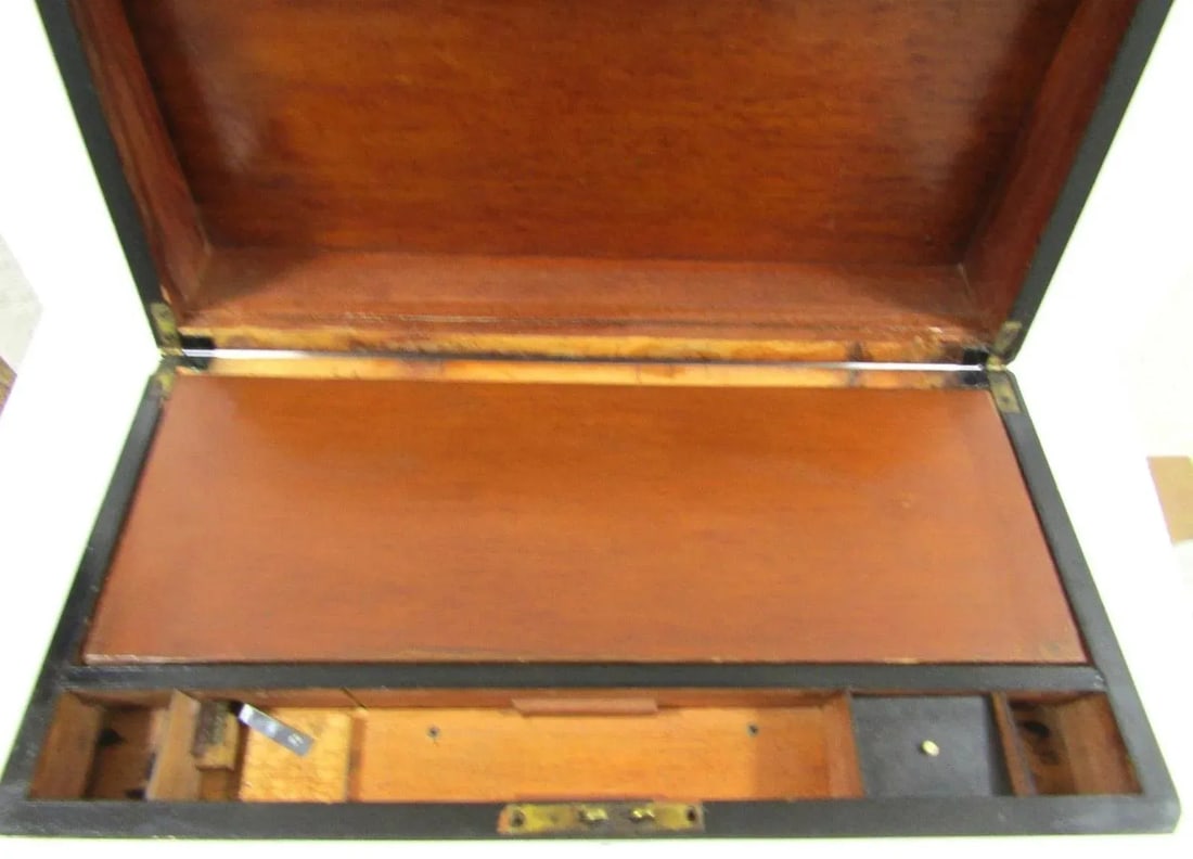 Victorian Burr Walnut Parquetry Inlaid Writing Slope Portable Desk Turnbridge - 6