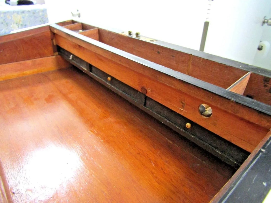 Victorian Burr Walnut Parquetry Inlaid Writing Slope Portable Desk Turnbridge - 8
