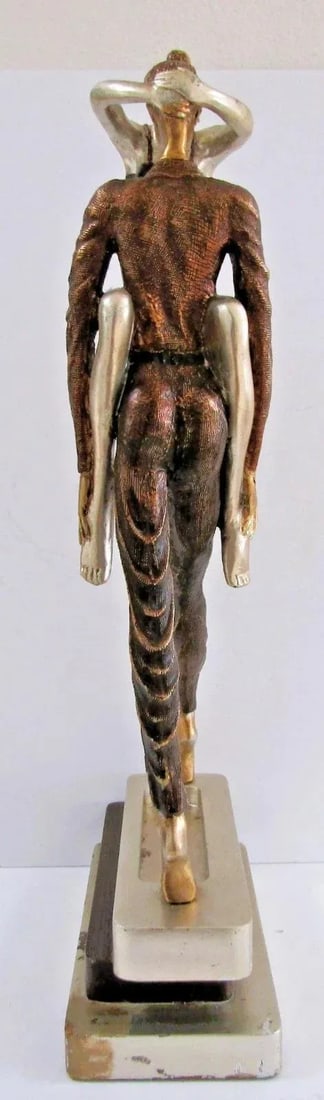 Vintage Artmax Dancing Couple Sculpture on Tiered Base Fluid Stylized 26.5" Tall - 10