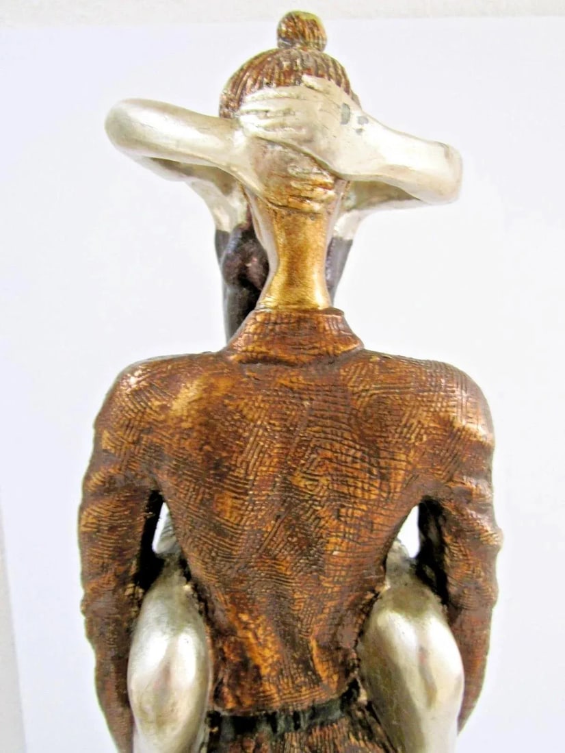 Vintage Artmax Dancing Couple Sculpture on Tiered Base Fluid Stylized 26.5" Tall - 11
