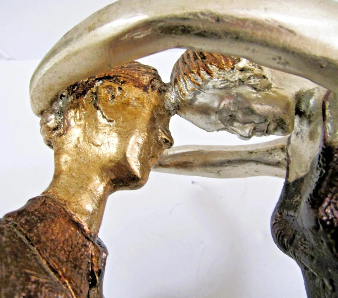 Vintage Artmax Dancing Couple Sculpture on Tiered Base Fluid Stylized 26.5" Tall - 14