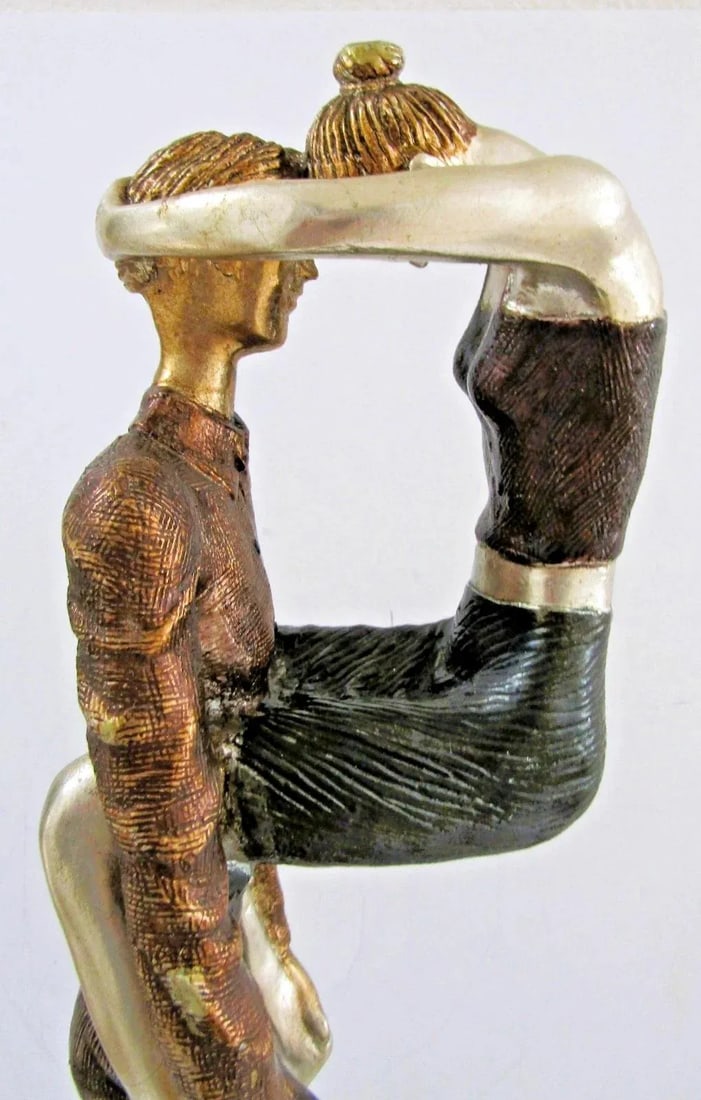 Vintage Artmax Dancing Couple Sculpture on Tiered Base Fluid Stylized 26.5" Tall - 2