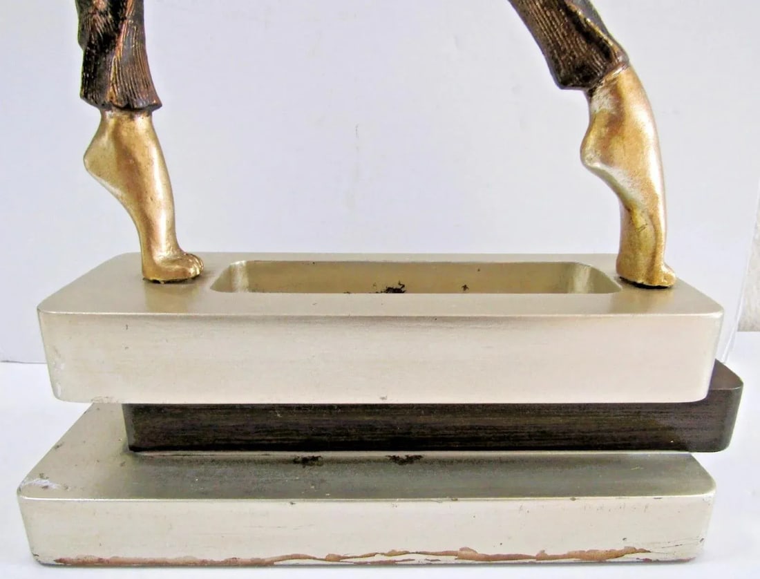 Vintage Artmax Dancing Couple Sculpture on Tiered Base Fluid Stylized 26.5" Tall - 4