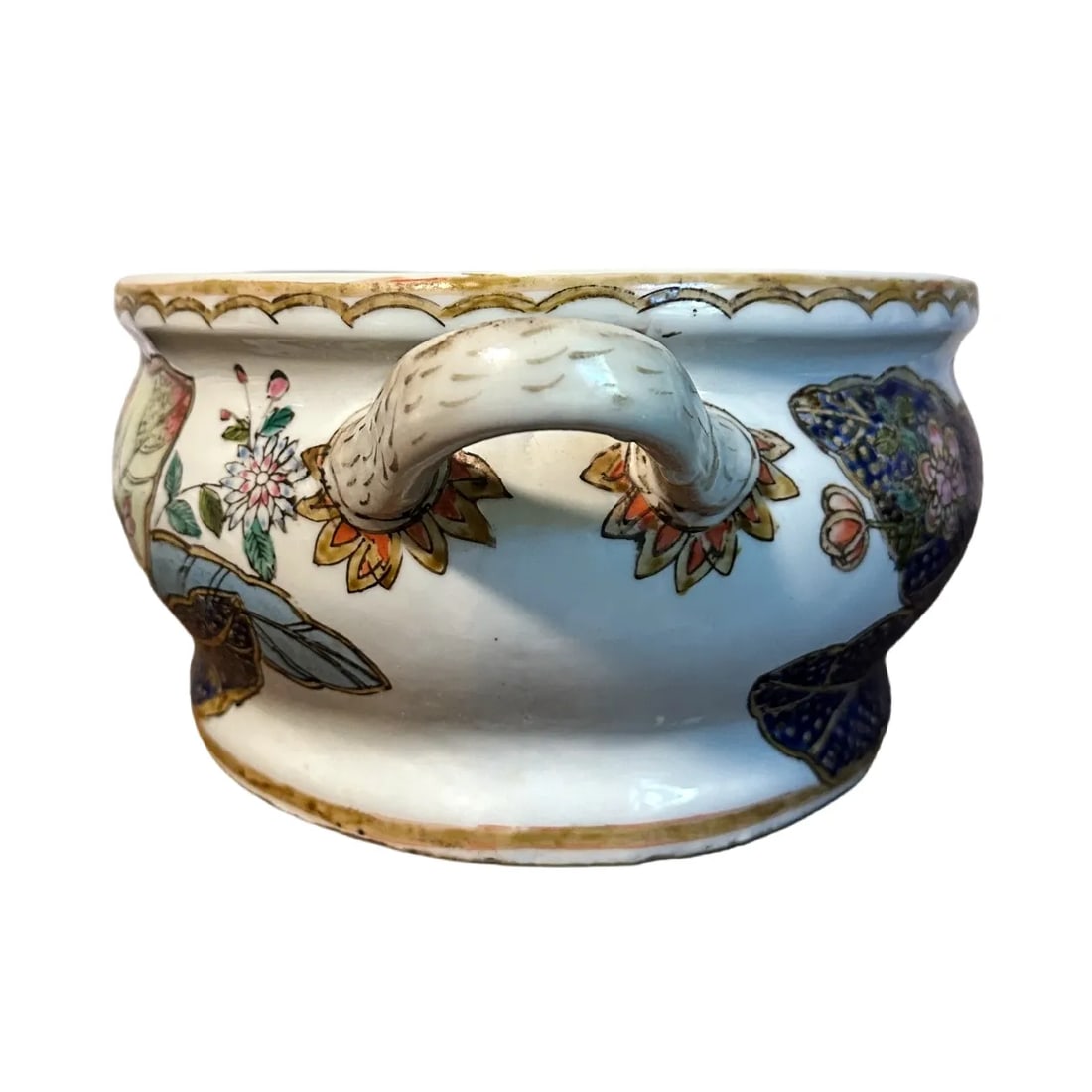 Antique 19th Century Chinese Canton Ware Qianlong Tobacco Leaf Porcelain Foot Bath - 8