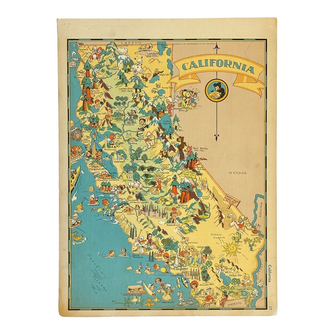 Vintage Map of California, 1935: Original map of California from "Our USA - A Gay Geography" by Taylor, Little, Brown and Co. of Boston, 1935. Dimensions: 9 1/2 x 13" Please note: If you purchase multiple items, we'll gladly combine 