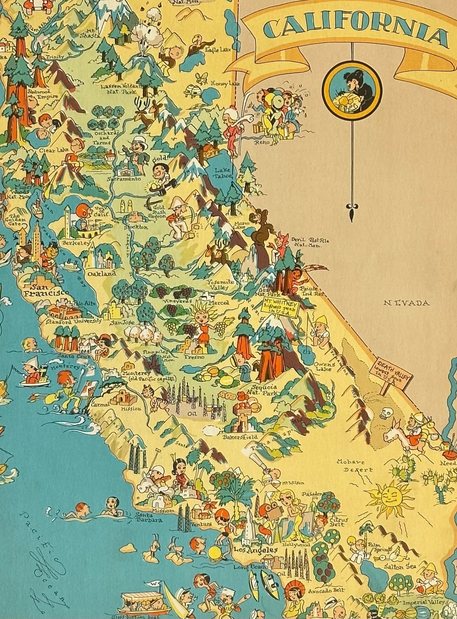 Vintage Map of California, 1935 - 2