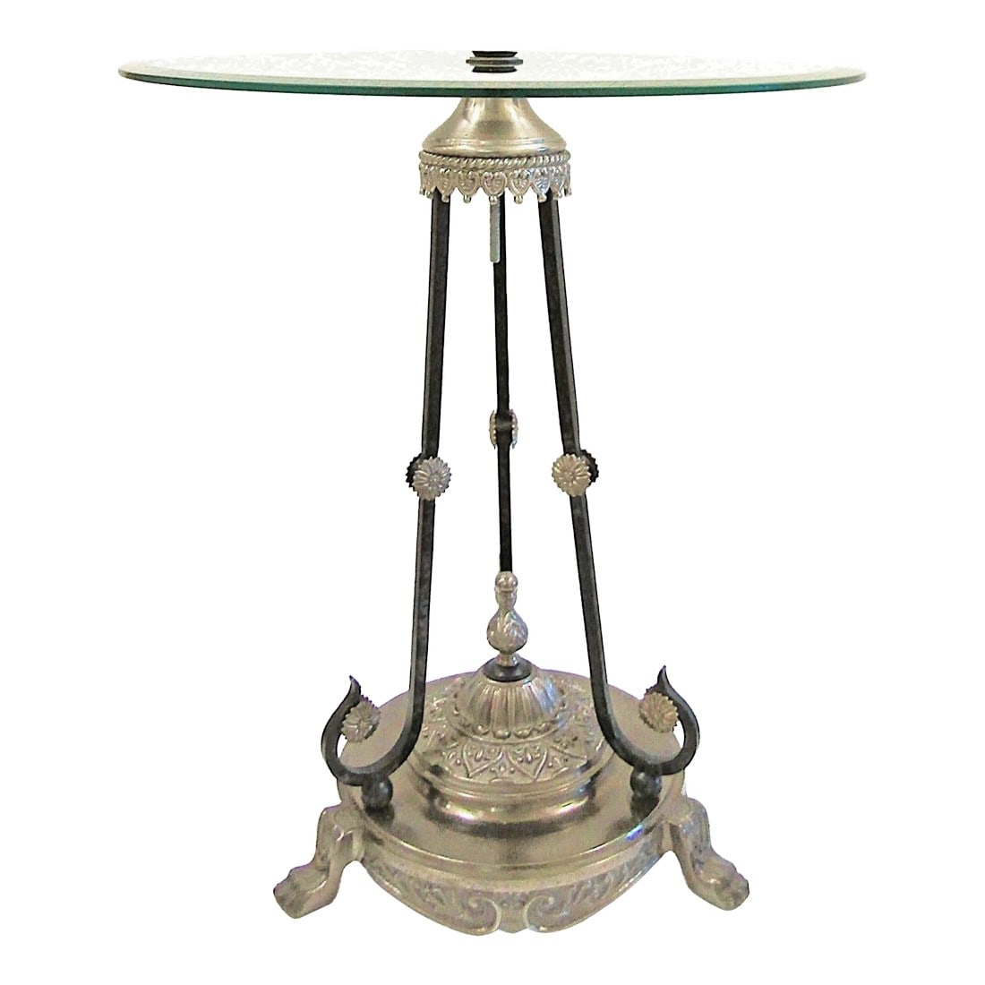 Gorgeous Verdi Gris Circular Neoclassical Italian Gueridons Glass Top Table (1 of 14)