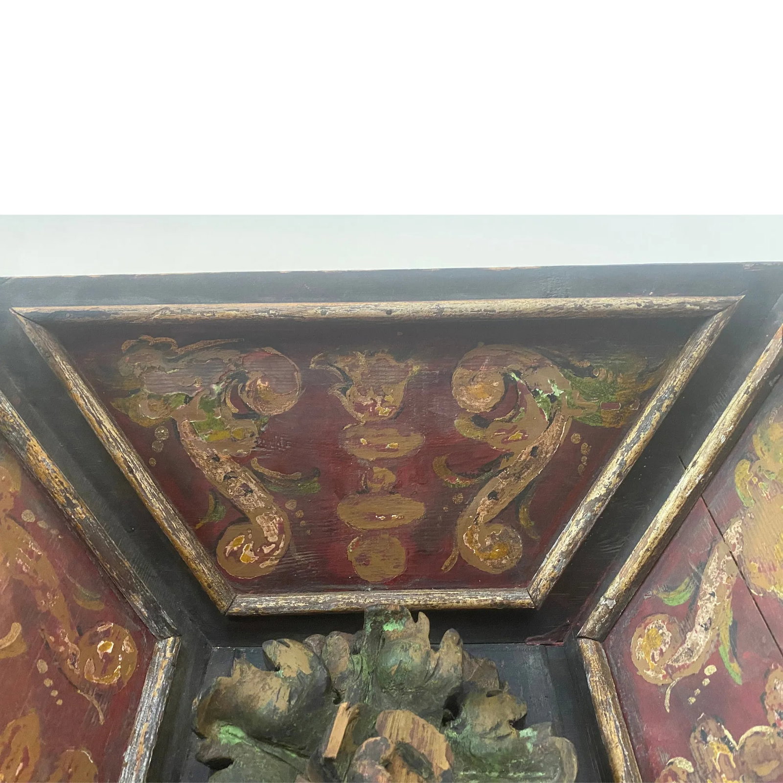 Late-18th C. Italian Polychrome Ceiling Panel With Verdigris Rosette - 10