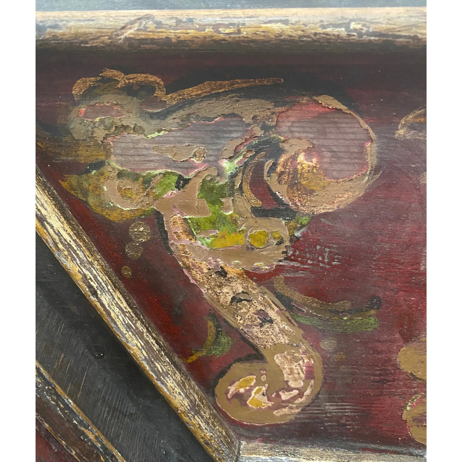 Late-18th C. Italian Polychrome Ceiling Panel With Verdigris Rosette - 11