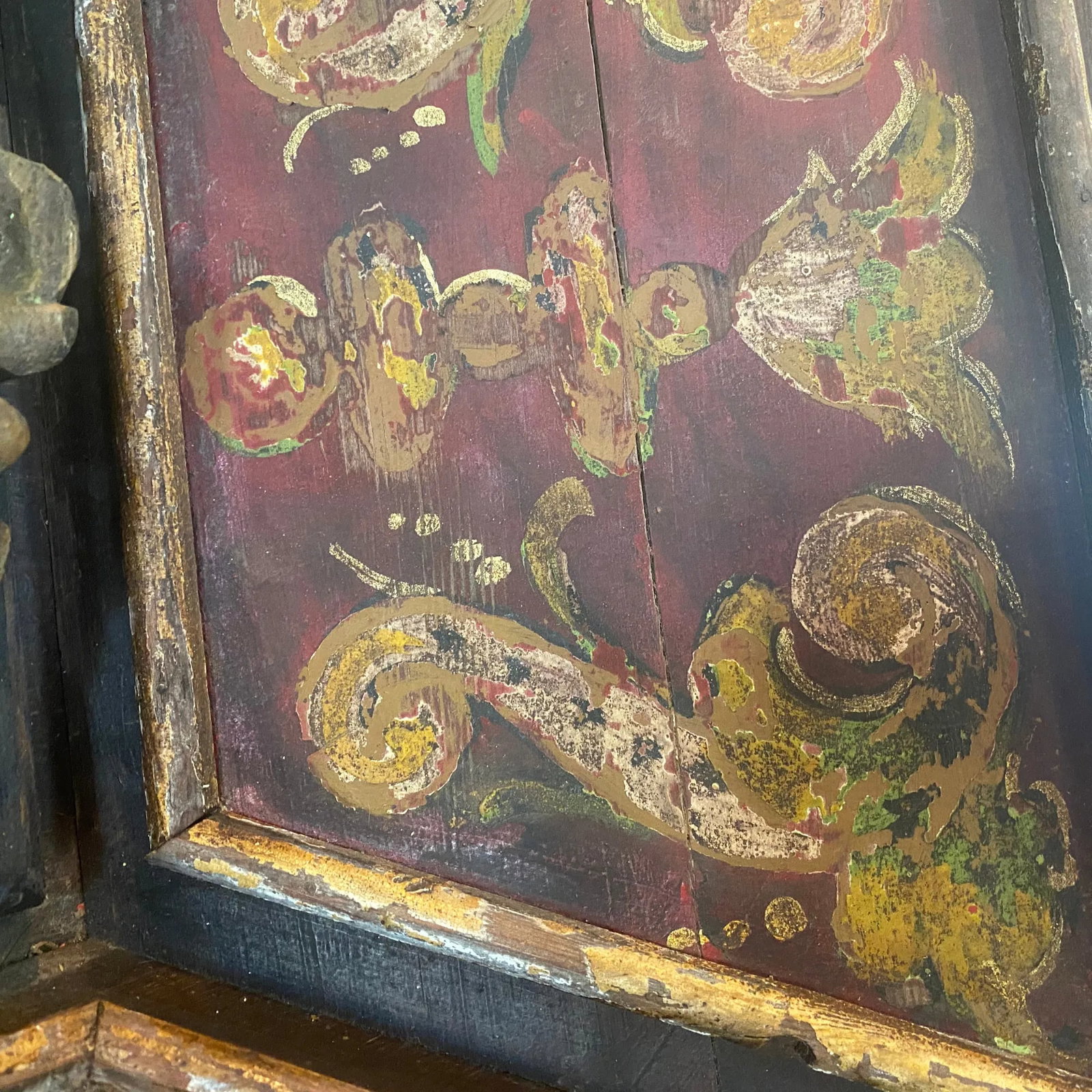 Late-18th C. Italian Polychrome Ceiling Panel With Verdigris Rosette - 13