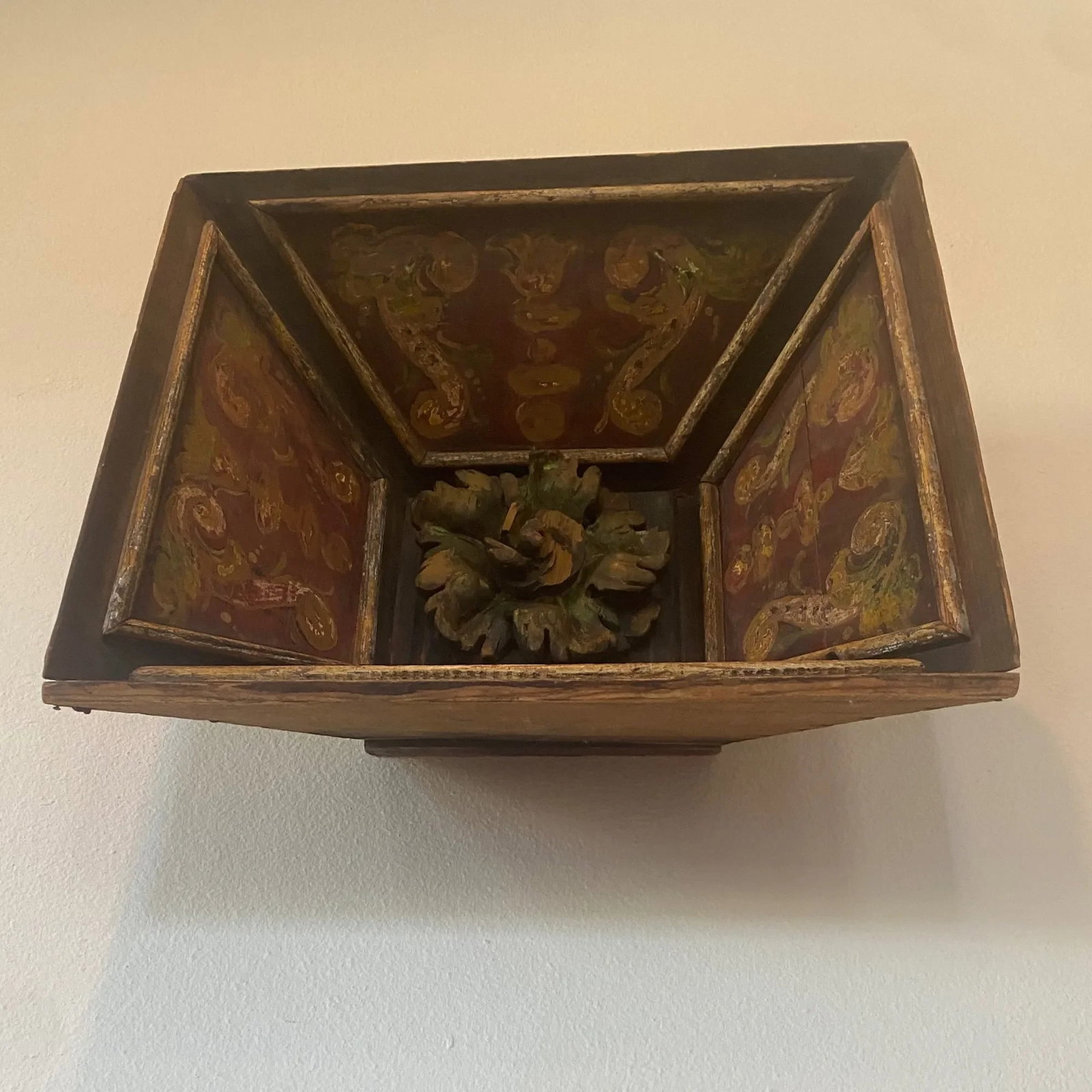 Late-18th C. Italian Polychrome Ceiling Panel With Verdigris Rosette - 17
