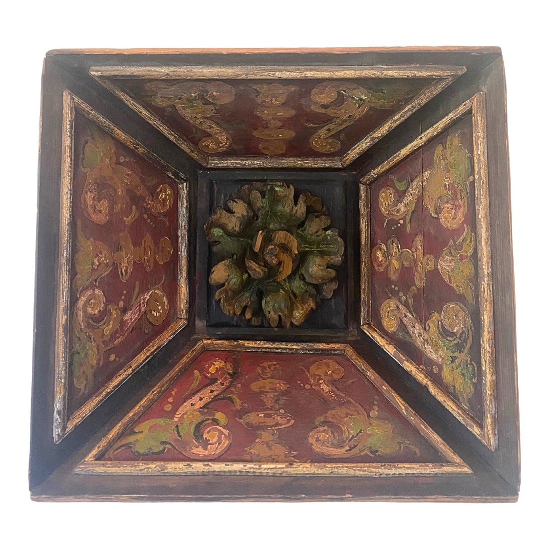 Late-18th C. Italian Polychrome Ceiling Panel With Verdigris Rosette (1 of 17)