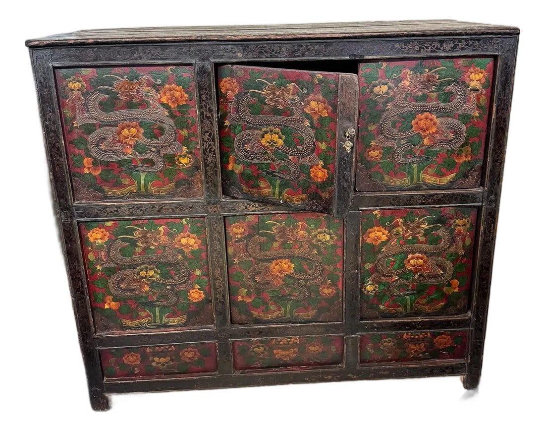 Antique Hand-Painted Tibetan Cabinet (1 of 6)