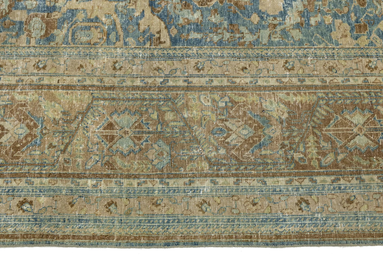 Floral Designed Handmade Mahal Wool Rug in Blue From the 1900s - 11
