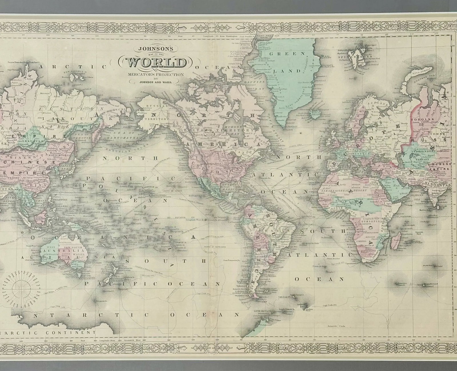 Map of the World by Johnson, 1861 - 2