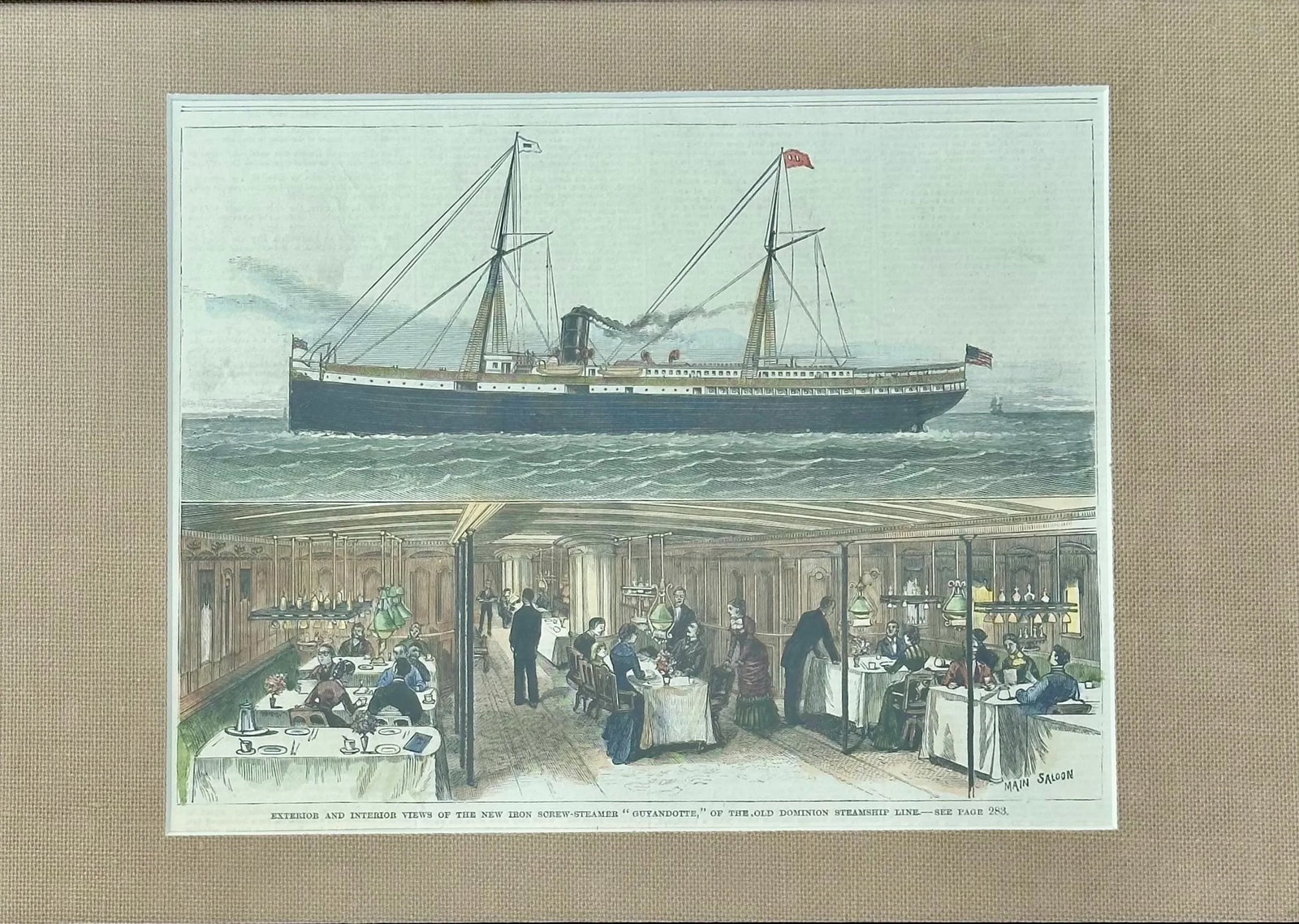 Steamship 'State of California' Pacific Coast Steamship Company Print, Circa 1878 (Exterior and Inte - 2