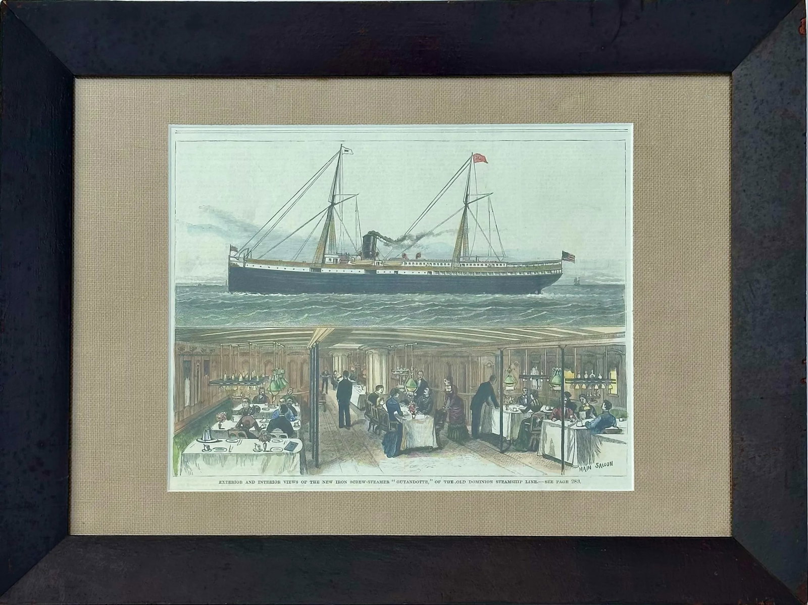 Steamship 'State of California' Pacific Coast Steamship Company Print, Circa 1878 (Exterior and Inte - 3