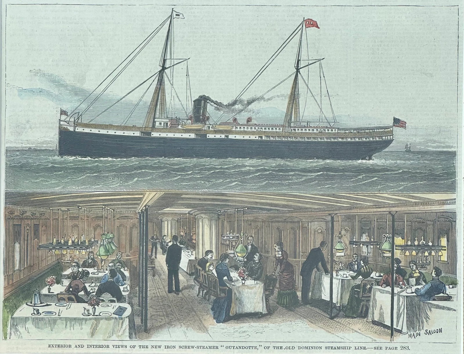 Steamship 'State of California' Pacific Coast Steamship Company Print, Circa 1878 (Exterior and Inte - 5