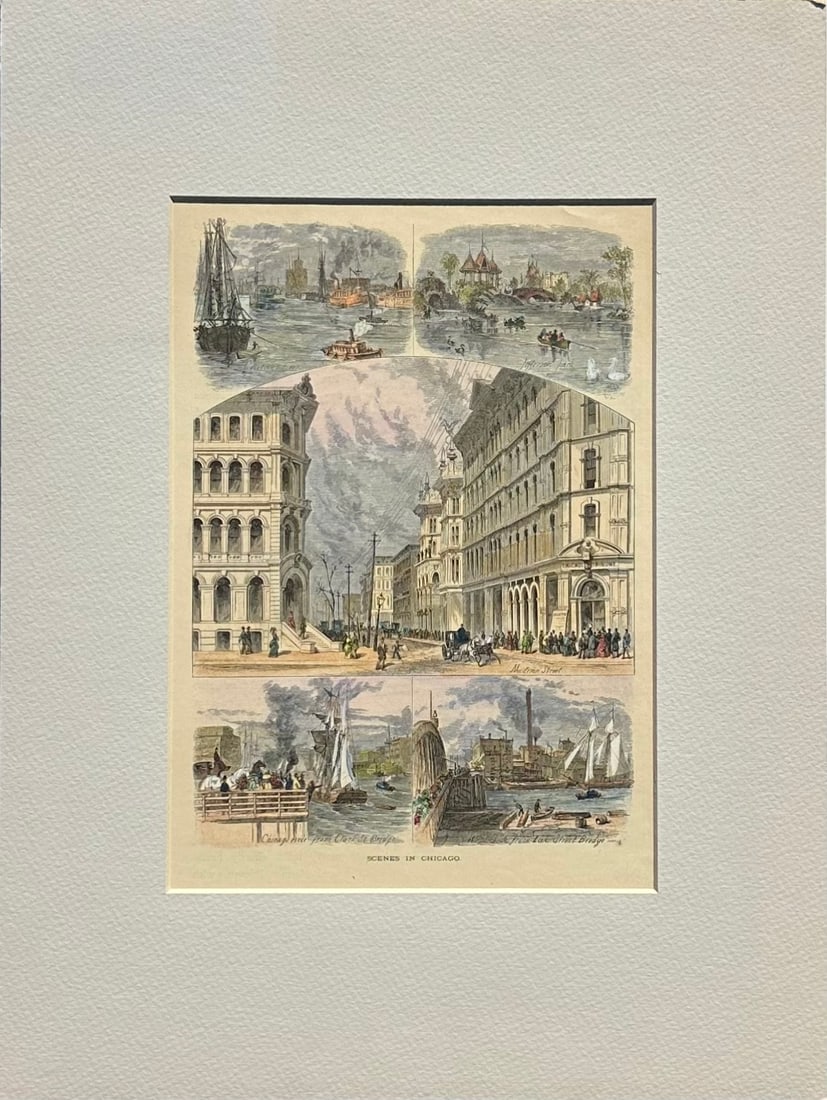 Scenes of Chicago (Madison Street, and the Clark Street/Lake Street Bridge), Original Print, 1874 - 4