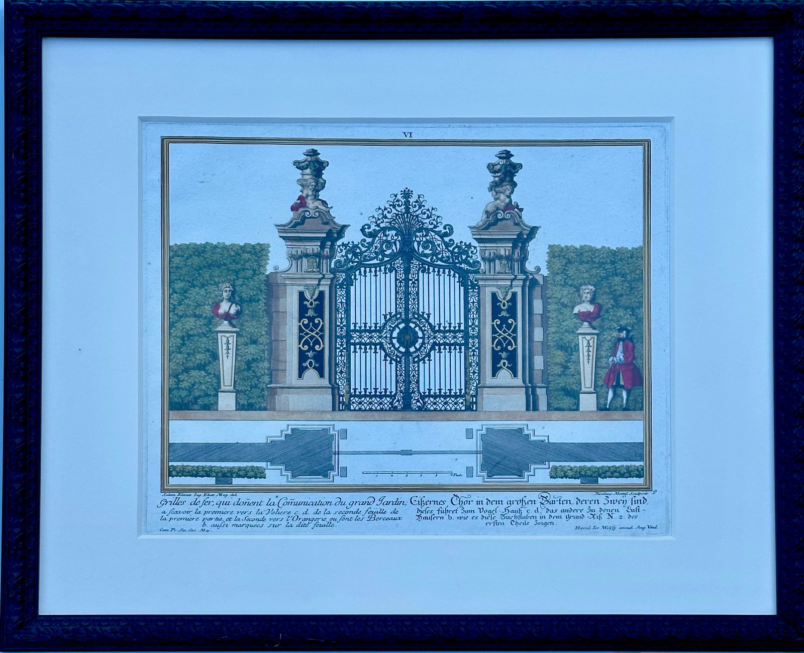 Architectural Garden Gates by Johann George Oegg, Set of 3, Framed (C. 1740) - 2