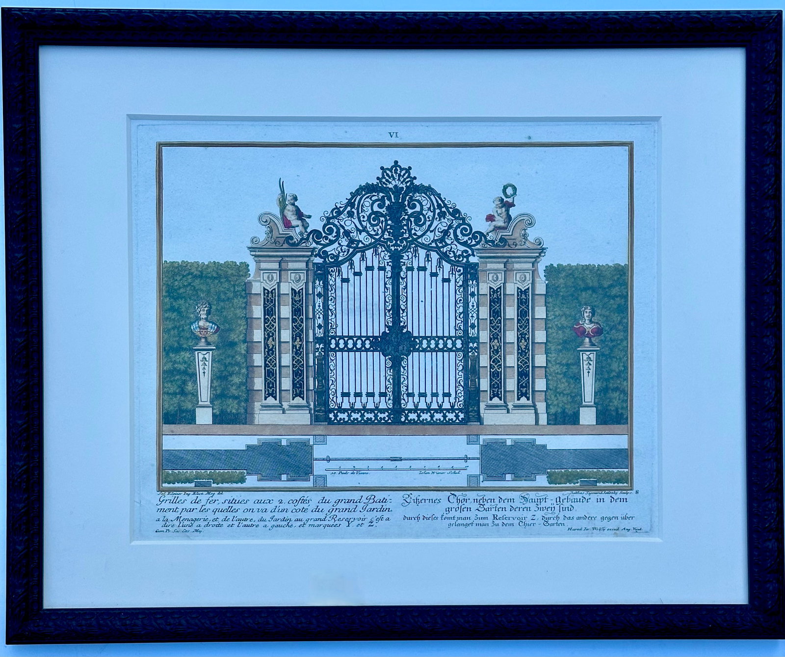 Architectural Garden Gates by Johann George Oegg, Set of 3, Framed (C. 1740) - 5