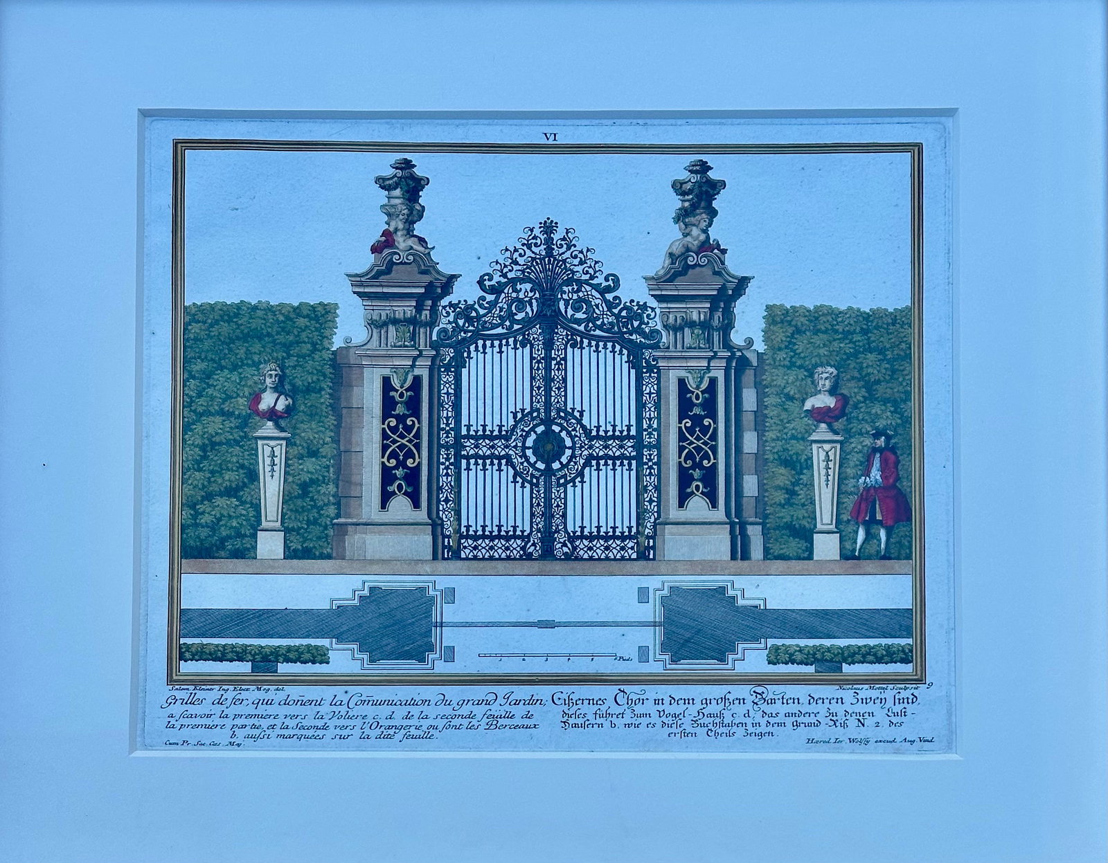 Architectural Garden Gates by Johann George Oegg, Set of 3, Framed (C. 1740) - 7
