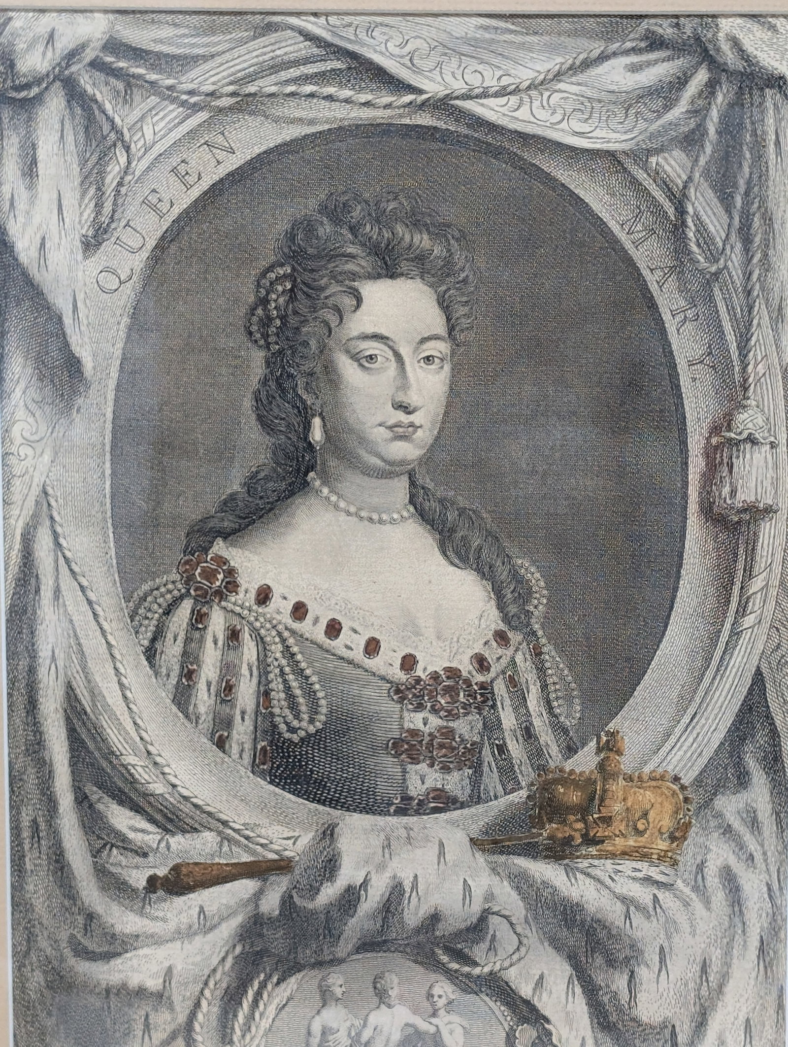 Jacobus Houbraken - 1744 Engraving Portrait of Queen Mary - 2