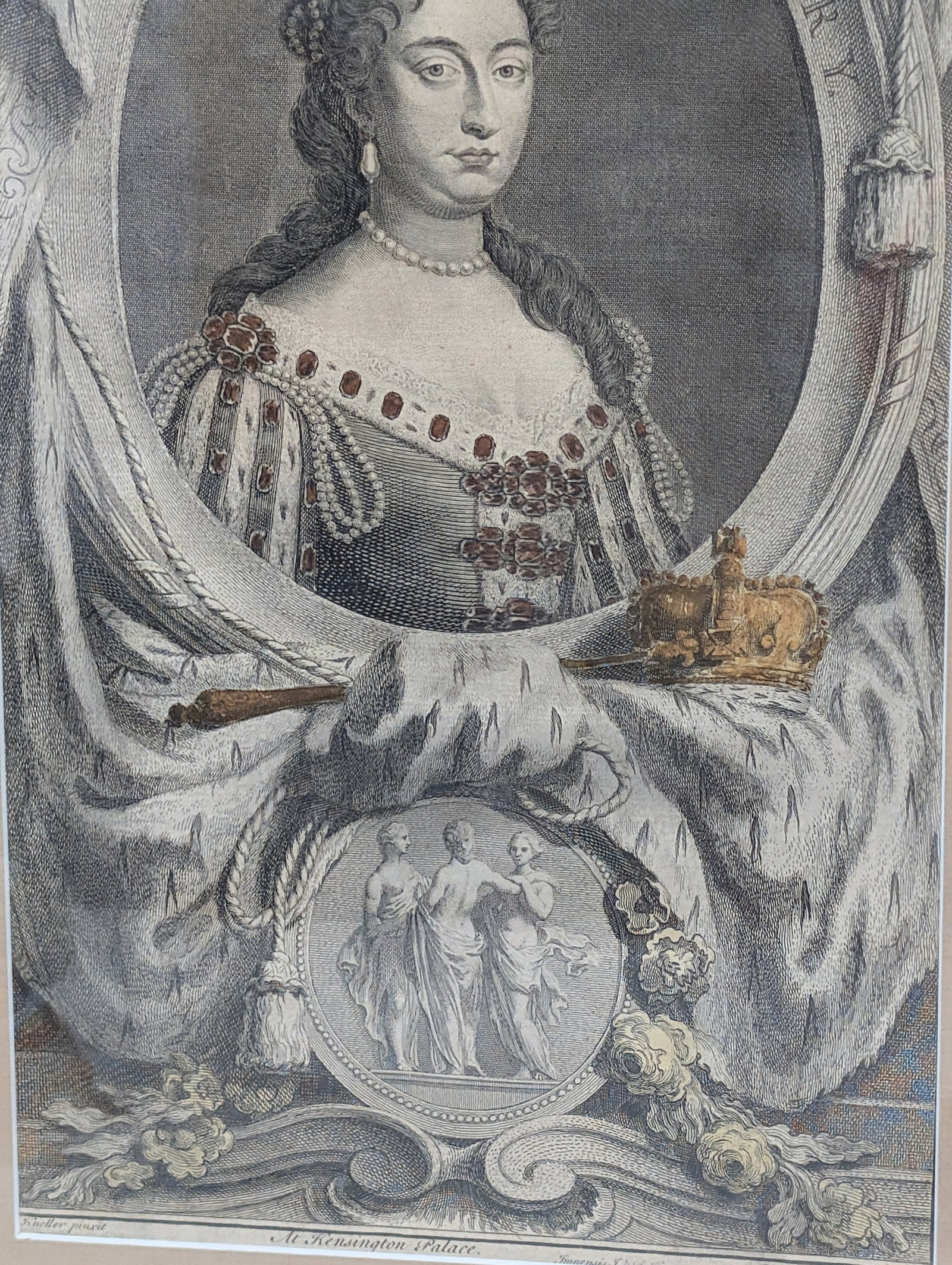 Jacobus Houbraken - 1744 Engraving Portrait of Queen Mary - 3