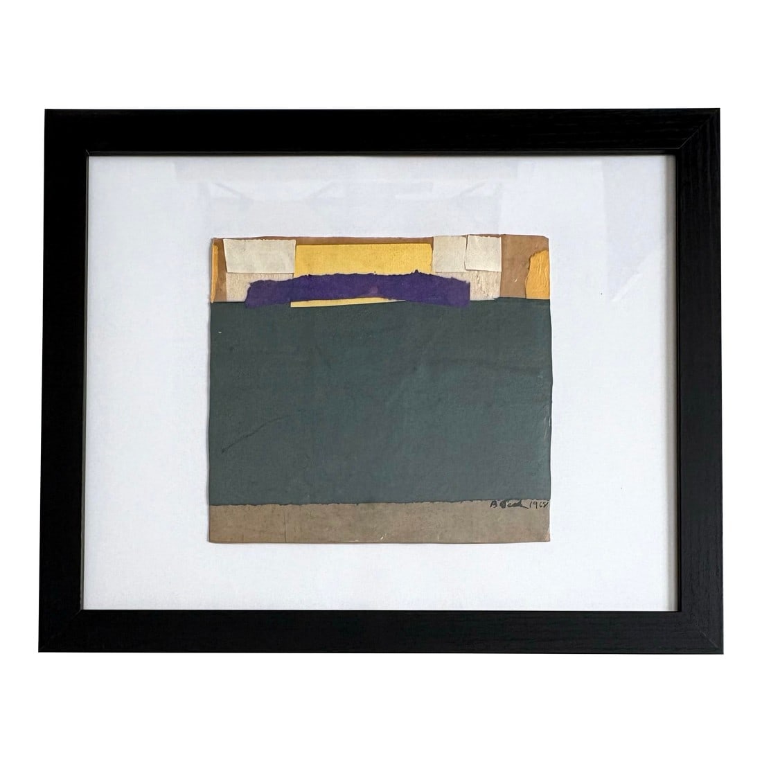 Barbara Beck 1968 Paper Collage Framed: Mid-century modern paper collage by Barbara Beck in new frame. Signed and dated 1968 Art Size 8.25" x 7.5" Condition: Alterations: Original Condition Unaltered Imperfections: Some Imperfections