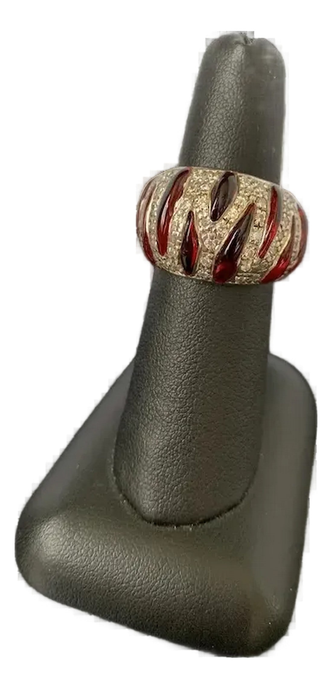 Sterling & Resin Angelique De Paris Ring, Size 6.5: Angelique de Paris ring crafted with bold ruby resin in sterling silver with a platinum rhodium finish and hand set cubic zirconia. The ideal ring that is perfectly sized, perfectly polished,