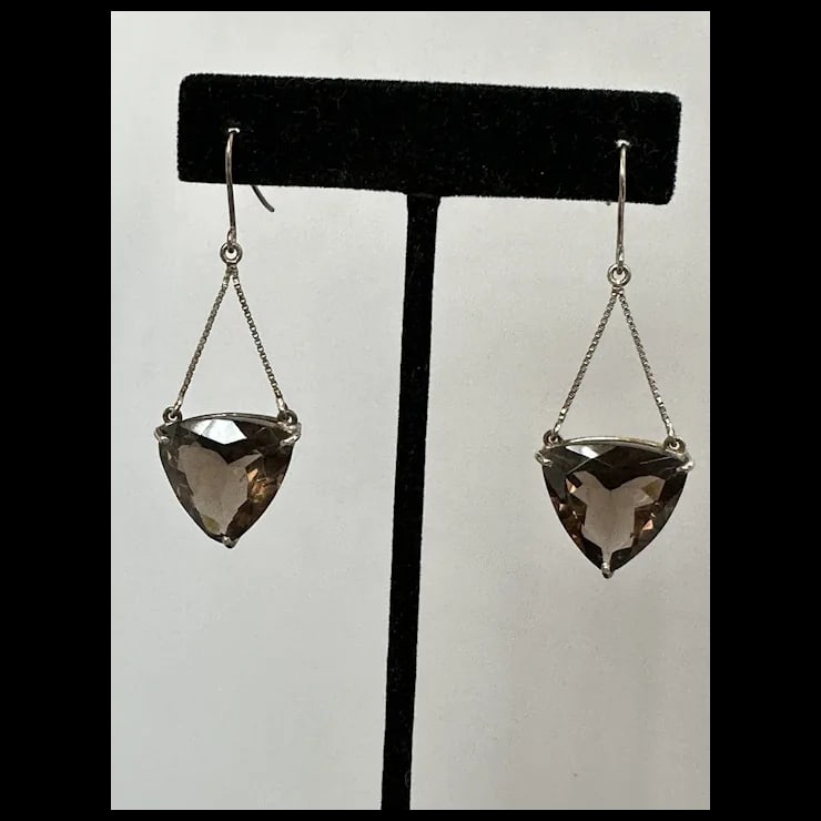 Sterling and Quartz Earrings, A Pair - 2