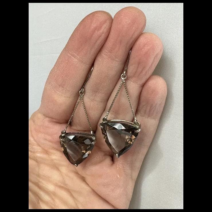 Sterling and Quartz Earrings, A Pair - 3