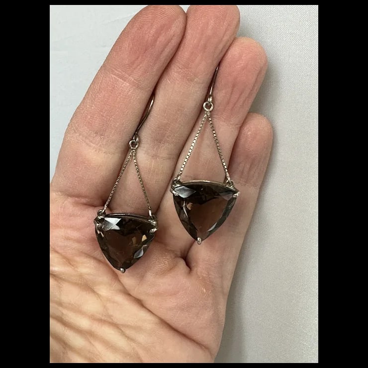 Sterling and Quartz Earrings, A Pair - 5