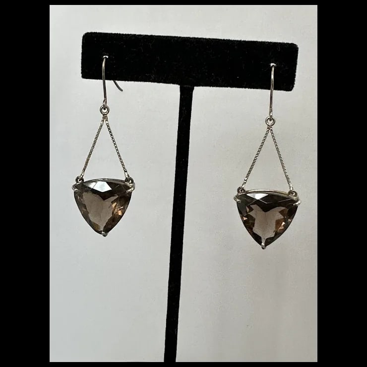 Sterling and Quartz Earrings, A Pair - 6