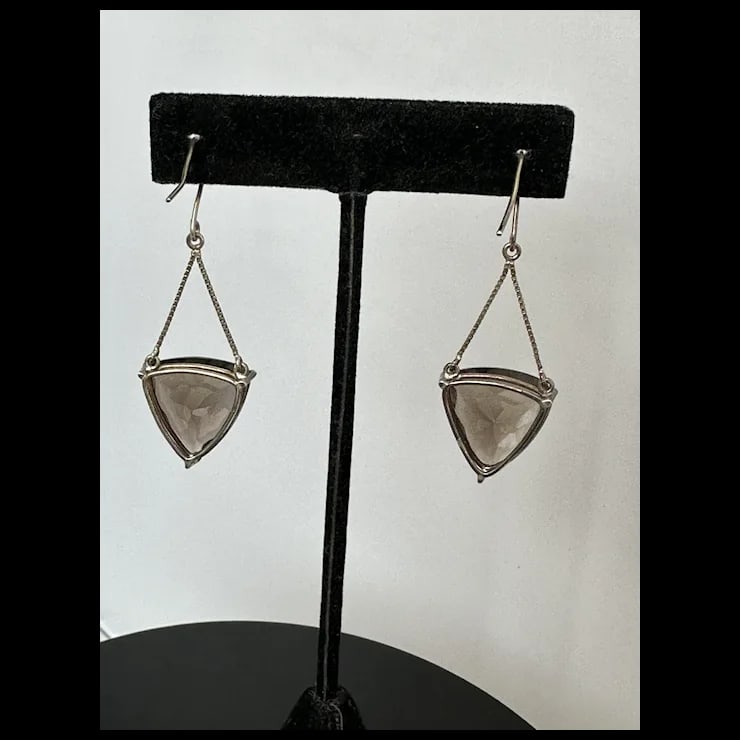 Sterling and Quartz Earrings, A Pair - 7