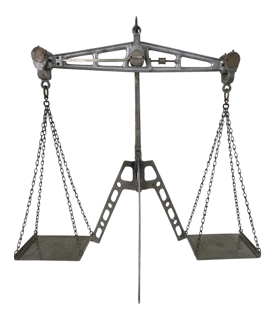 Vintage 1940s Metal Scale: I immediately thought of the Eiffel tower when I found this and could not resist. Surely I am not alone???? Condition: Alterations: Original Condition Unaltered Imperfections: Some Imperfections