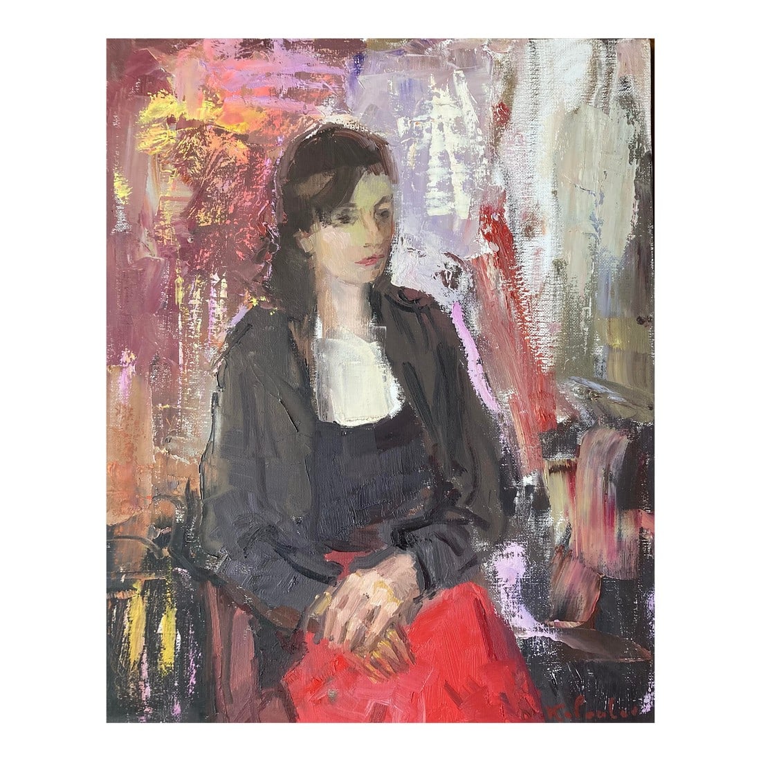 Vintage Oil Portrait of Marina by Murat Kaboulov 1939-2010: Vintage oil on canvas painting from artist's estate. Great vintage condition. Signed lower right. Unframed Condition: Alterations: Original Condition Unaltered Imperfections: Some Imperfections