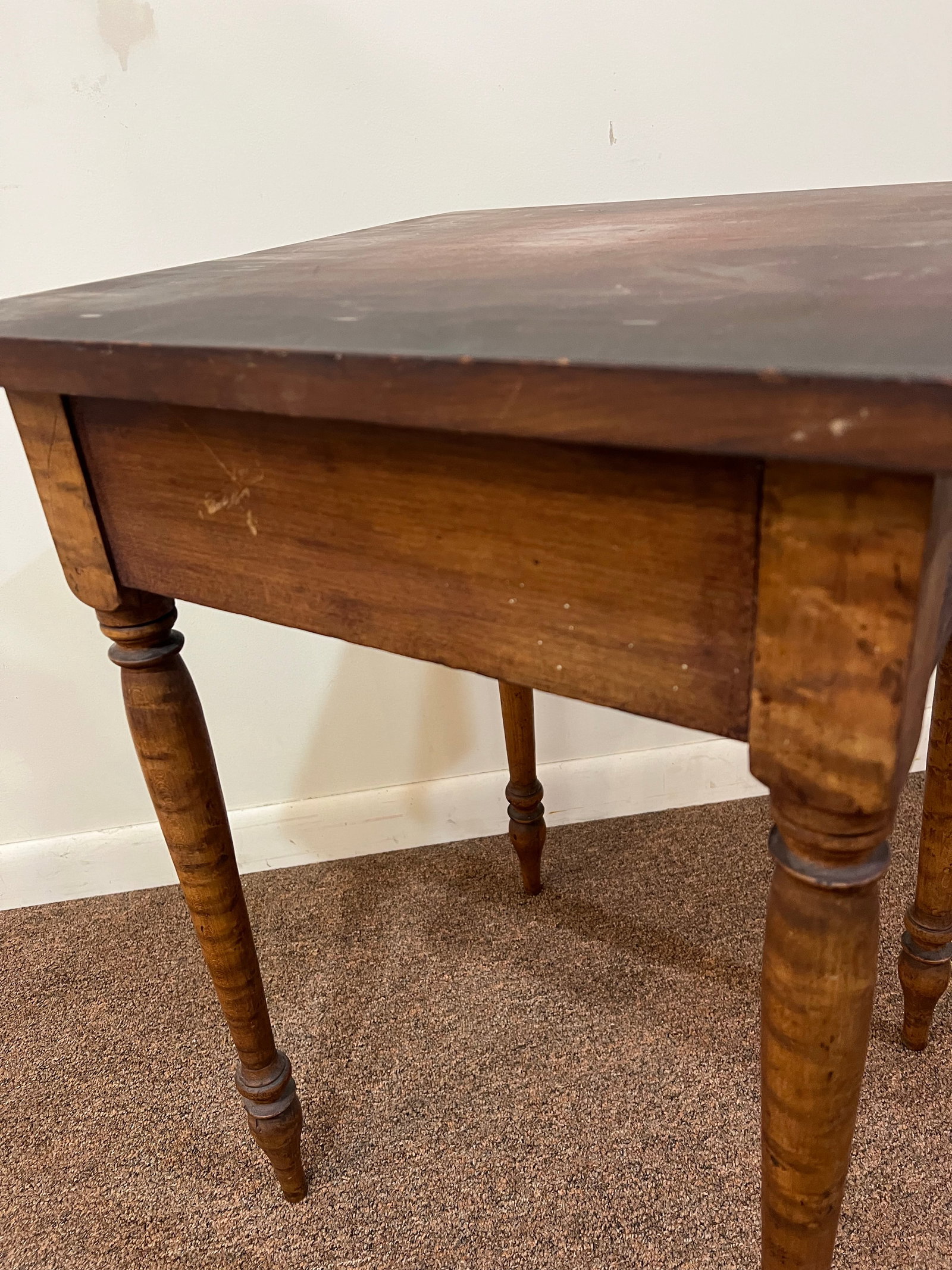 Mid 19th Century Sheraton American Birds Eye Maple Legged Cherry One Drawer Stand - 4